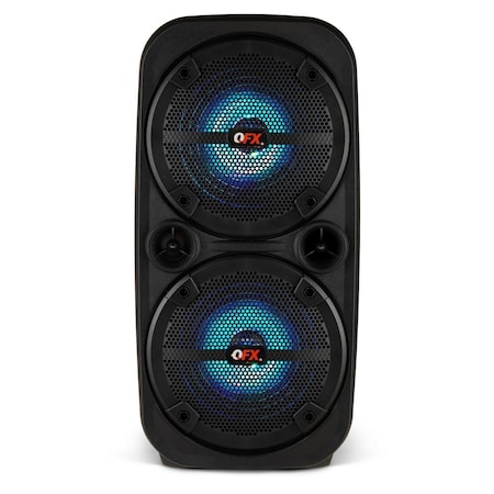 Fasttrack 2 x 8 in. Bluetooth Rechargeable Speaker with LED Party Lights, Black FA2641609